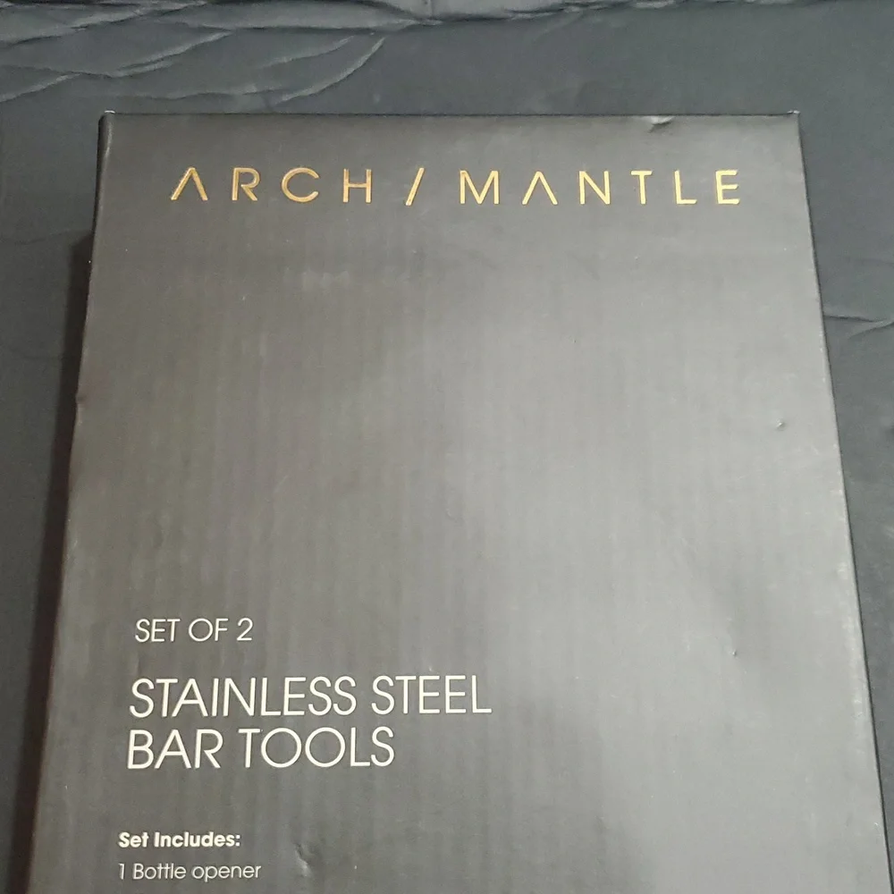 2piece set of gold tone stainless‎ steel bar tool wine accessories brand new
